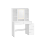 White Dressing Table with LED Lights and Storage Drawers for Bedroom by Vasagle