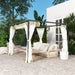 3 x 3m Aluminium Retractable Pergola with Khaki Roof and Curtains by Outsunny