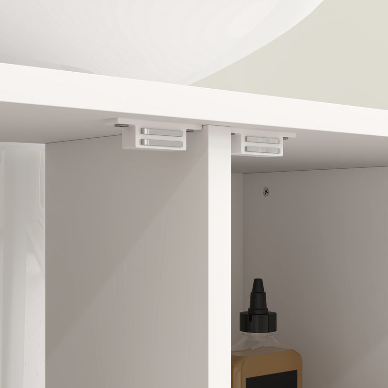 Cream White Under Sink Bathroom Cabinet with Herringbone Doors by HOMCOM