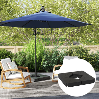 Set of 4 Heavy Duty Cantilever Parasol Base Weights 64kg Sand or 55kg Water Black by Outsunny