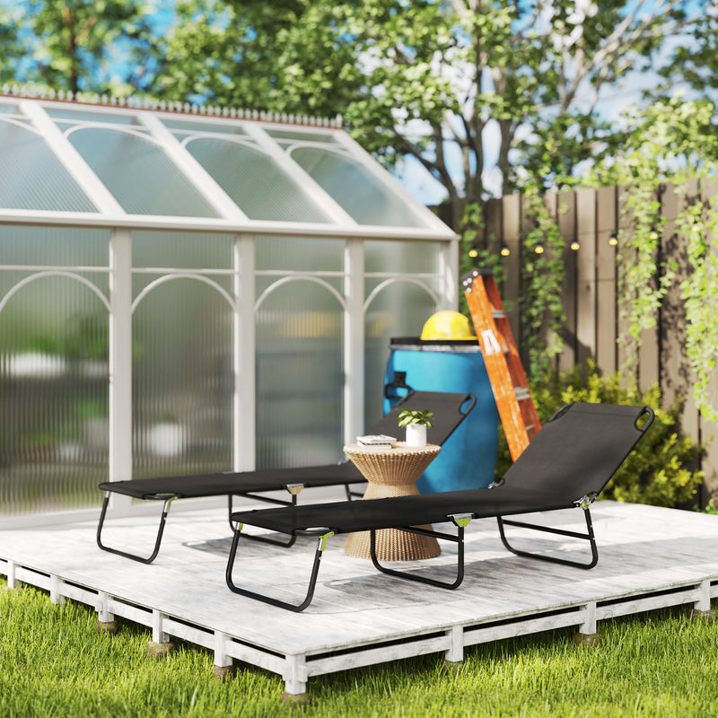 Black Garden Sun Lounger with Five Position Adjustable Back by Outsunny