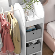 White Kids Clothes Rail with Storage Shelves Mirror and Boxes for Bedroom or Nursery by AIYAPLAY