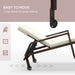 Set of 2 Cream White Rattan Sun Loungers with Adjustable Backrest and Wheels for Garden