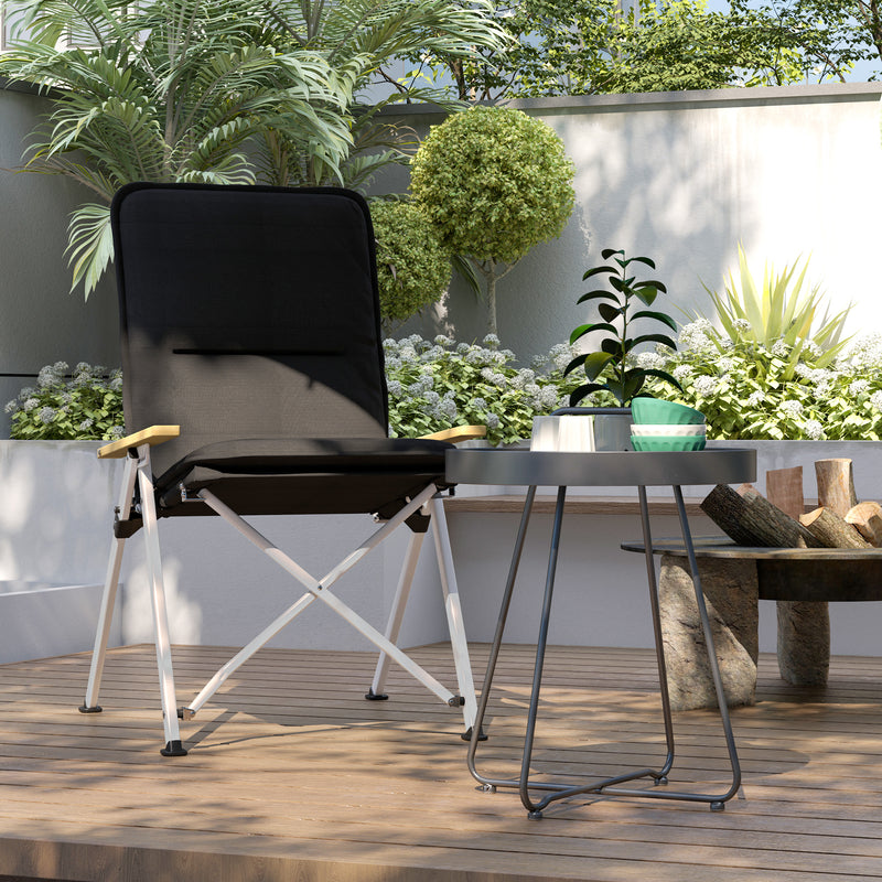 Adjustable Folding Camping Chair with Padded Seat and Backrest Support Black