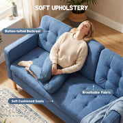 3 Seater Sofa with Hidden Storage for Small Living Rooms Blue AOSOM