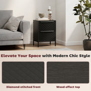 2 Drawer Fabric Chest of Drawers With Aluminium Handles for Bedroom Storage Black