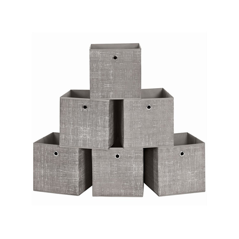 Set of 6 Foldable Non Woven Storage Boxes with Handles for Wardrobe and Shelves by Songmics