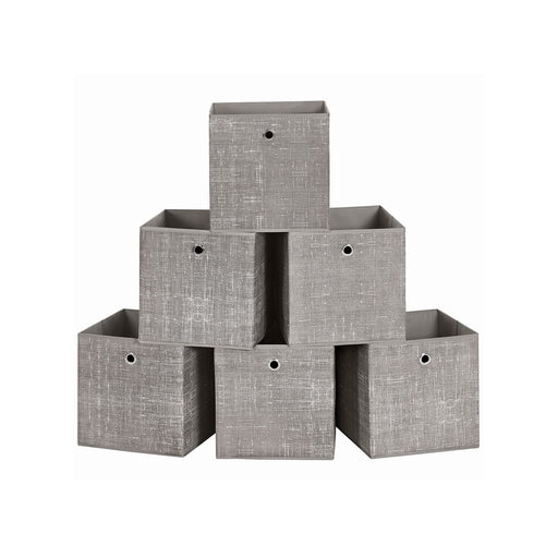 Set of 6 Foldable Non Woven Storage Boxes with Handles for Wardrobe and Shelves by Songmics