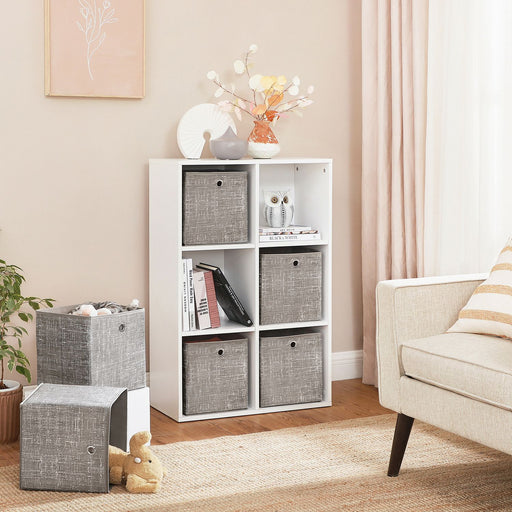 Set of 6 Foldable Non Woven Storage Boxes with Handles for Wardrobe and Shelves by Songmics