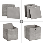 Set of 6 Foldable Non Woven Storage Boxes with Handles for Wardrobe and Shelves by Songmics