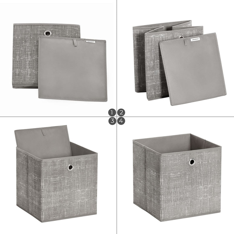 Set of 6 Foldable Non Woven Storage Boxes with Handles for Wardrobe and Shelves by Songmics