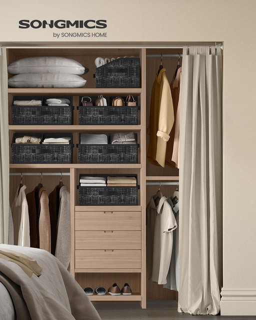 Set of 6 Foldable Storage Boxes Fabric Organisers 40x30x20 cm in Black by Songmics