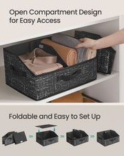 Set of 6 Foldable Storage Boxes Fabric Organisers 40x30x20 cm in Black by Songmics