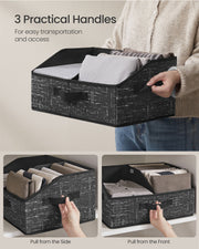 Set of 6 Foldable Storage Boxes Fabric Organisers 40x30x20 cm in Black by Songmics