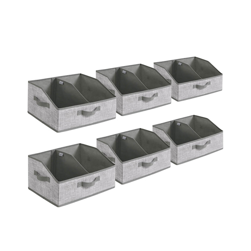 Set of 6 Grey Collapsible Storage Boxes 40x30x20 cm with Handles for Home Organising by Songmics