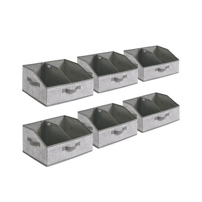 Set of 6 Grey Collapsible Storage Boxes 40x30x20 cm with Handles for Home Organising by Songmics