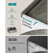 Set of 6 Grey Collapsible Storage Boxes 40x30x20 cm with Handles for Home Organising by Songmics