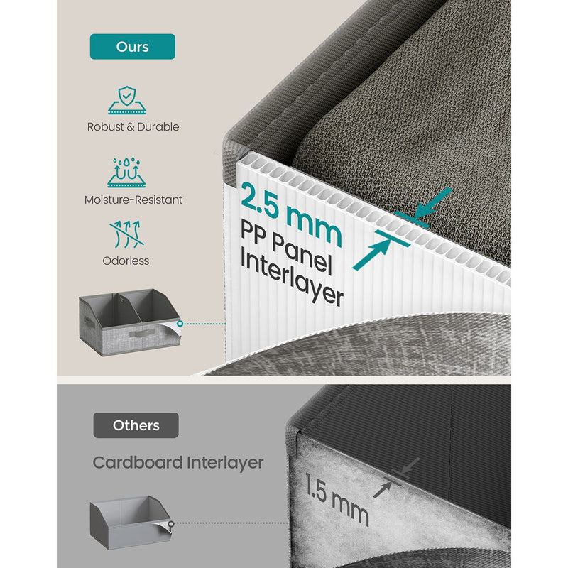Set of 6 Grey Collapsible Storage Boxes 40x30x20 cm with Handles for Home Organising by Songmics