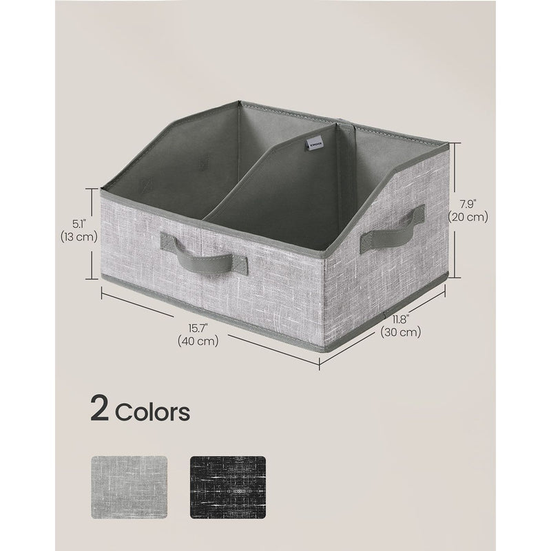 Set of 6 Grey Collapsible Storage Boxes 40x30x20 cm with Handles for Home Organising by Songmics