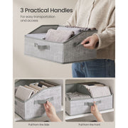 Set of 6 Grey Collapsible Storage Boxes 40x30x20 cm with Handles for Home Organising by Songmics