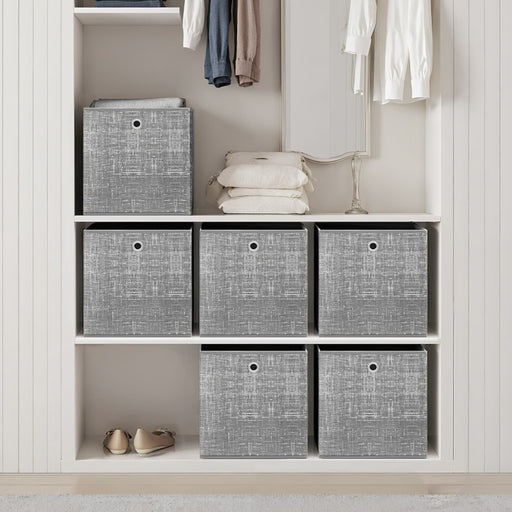 Set of 6 Foldable Storage Boxes with Handles Non Woven Fabric Organisers by Songmics