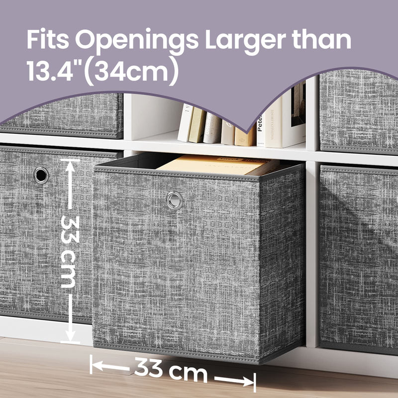 Set of 6 Foldable Storage Boxes with Handles Non Woven Fabric Organisers by Songmics