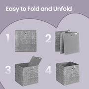 Set of 6 Foldable Storage Boxes with Handles Non Woven Fabric Organisers by Songmics