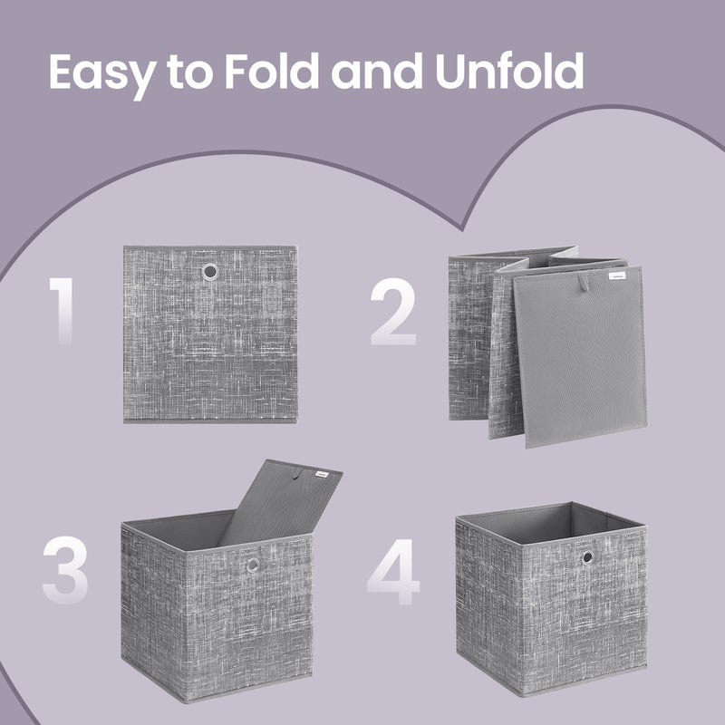 Set of 6 Foldable Storage Boxes with Handles Non Woven Fabric Organisers by Songmics