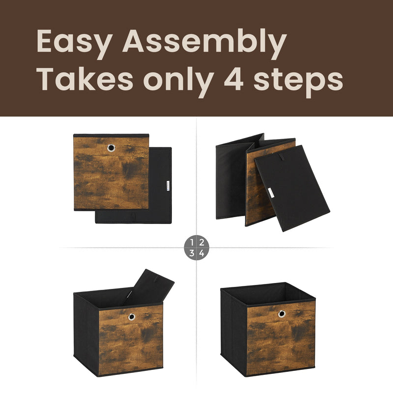 Set of 6 Foldable Storage Boxes Non Woven and Oxford Fabric for Home Organisation by Songmics