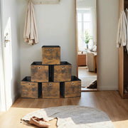 Set of 6 Foldable Storage Boxes Non Woven and Oxford Fabric for Home Organisation by Songmics