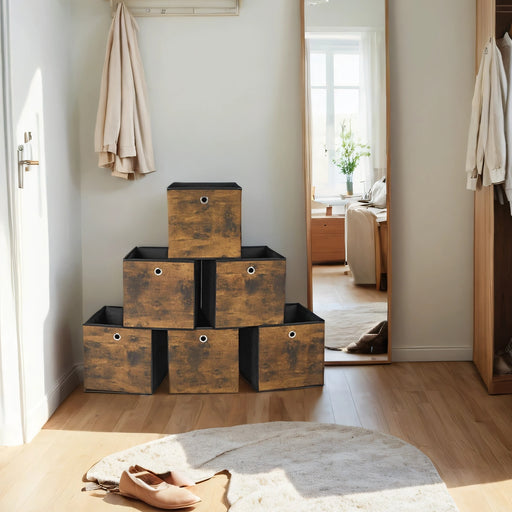 Set of 6 Foldable Storage Boxes Non Woven and Oxford Fabric for Home Organisation by Songmics