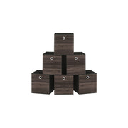 Chestnut Brown Foldable Storage Boxes Set of 6 with Handles for Home Organisation by Songmics