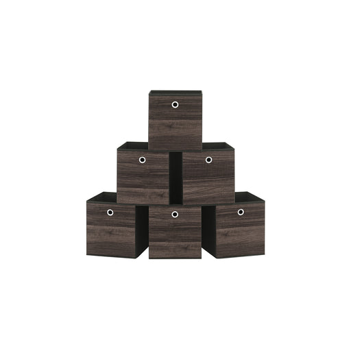 Chestnut Brown Foldable Storage Boxes Set of 6 with Handles for Home Organisation by Songmics