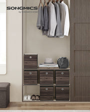 Chestnut Brown Foldable Storage Boxes Set of 6 with Handles for Home Organisation by Songmics