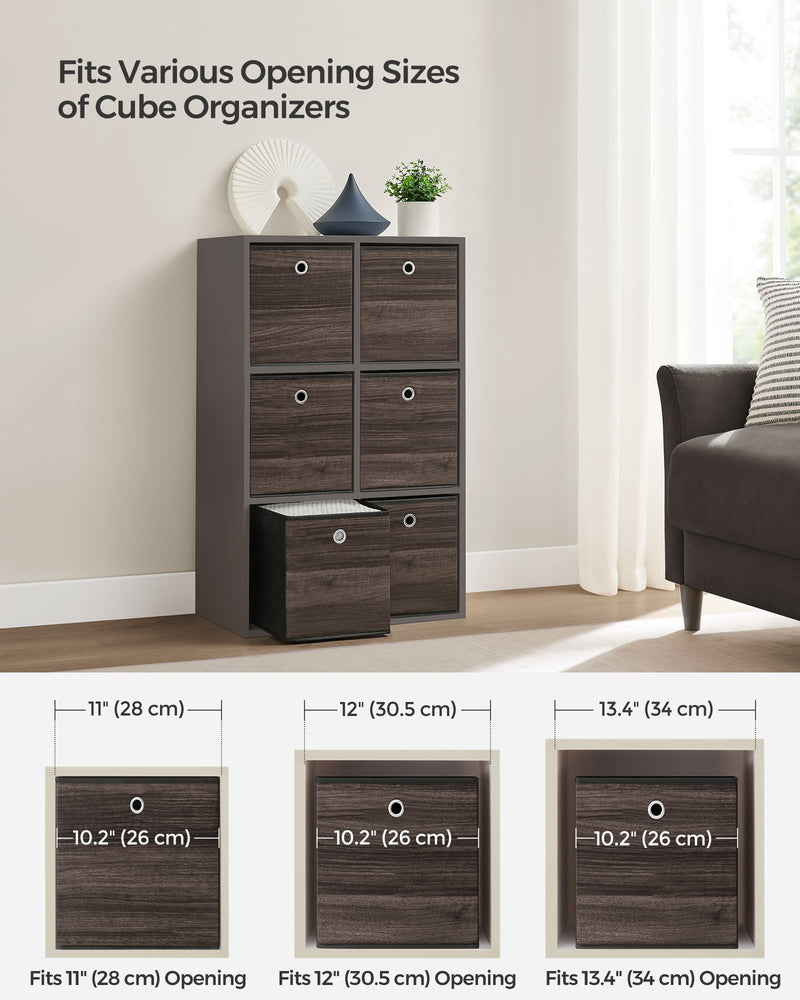 Chestnut Brown Foldable Storage Boxes Set of 6 with Handles for Home Organisation by Songmics