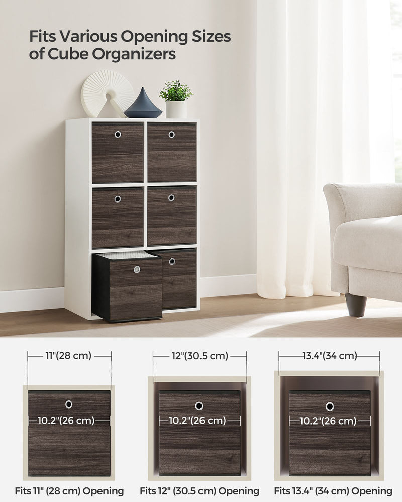 Chestnut Brown Foldable Storage Boxes Set of 6 with Handles for Home Organisation by Songmics