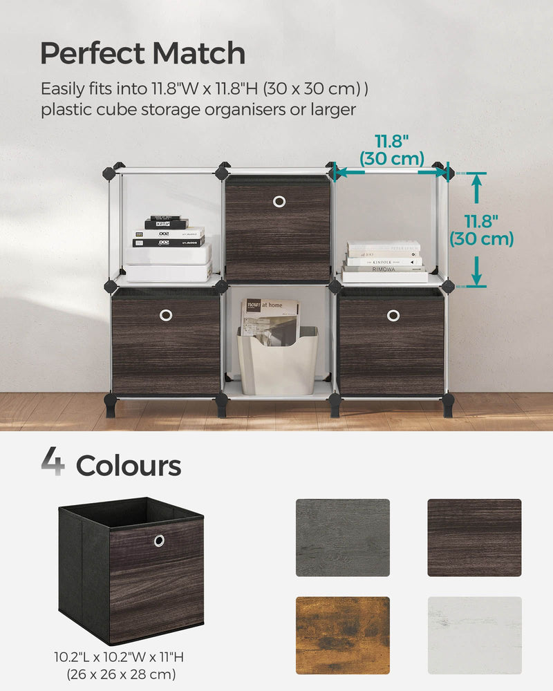 Chestnut Brown Foldable Storage Boxes Set of 6 with Handles for Home Organisation by Songmics