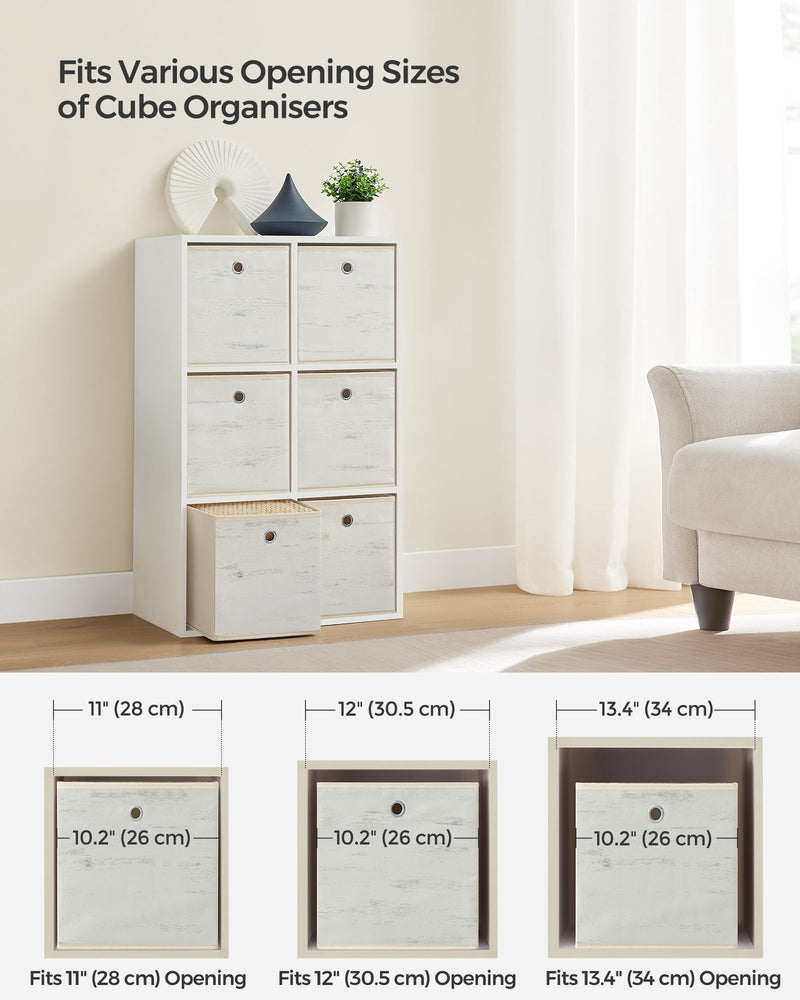 Set of 6 Foldable Fabric Storage Boxes with Handles in Vintage White by Songmics