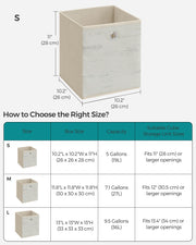 Set of 6 Foldable Fabric Storage Boxes with Handles in Vintage White by Songmics