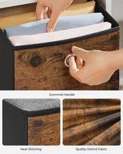 Rustic Brown and Black Foldable Storage Cubes Set of 6 with Handles 33cm by Songmics