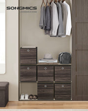 Set of 6 Grey Fabric Storage Boxes with Handles 33 x 33 x 33 cm by Songmics