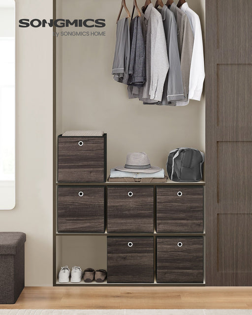 Set of 6 Grey Fabric Storage Boxes with Handles 33 x 33 x 33 cm by Songmics