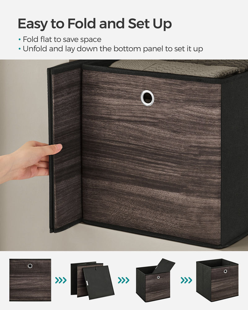 Set of 6 Grey Fabric Storage Boxes with Handles 33 x 33 x 33 cm by Songmics