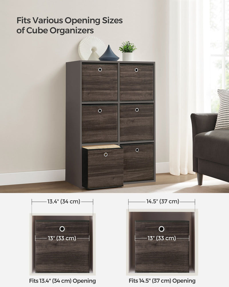 Set of 6 Grey Fabric Storage Boxes with Handles 33 x 33 x 33 cm by Songmics