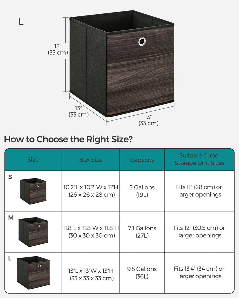 Set of 6 Grey Fabric Storage Boxes with Handles 33 x 33 x 33 cm by Songmics