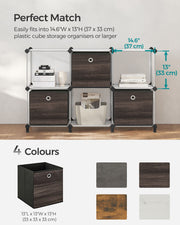 Set of 6 Grey Fabric Storage Boxes with Handles 33 x 33 x 33 cm by Songmics