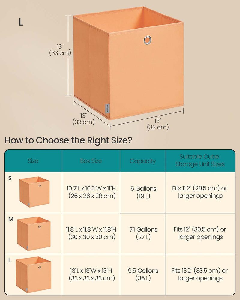 Set of 6 Foldable Fabric Storage Cubes 33x33x33 cm Fits Cube Shelving Units by Songmics