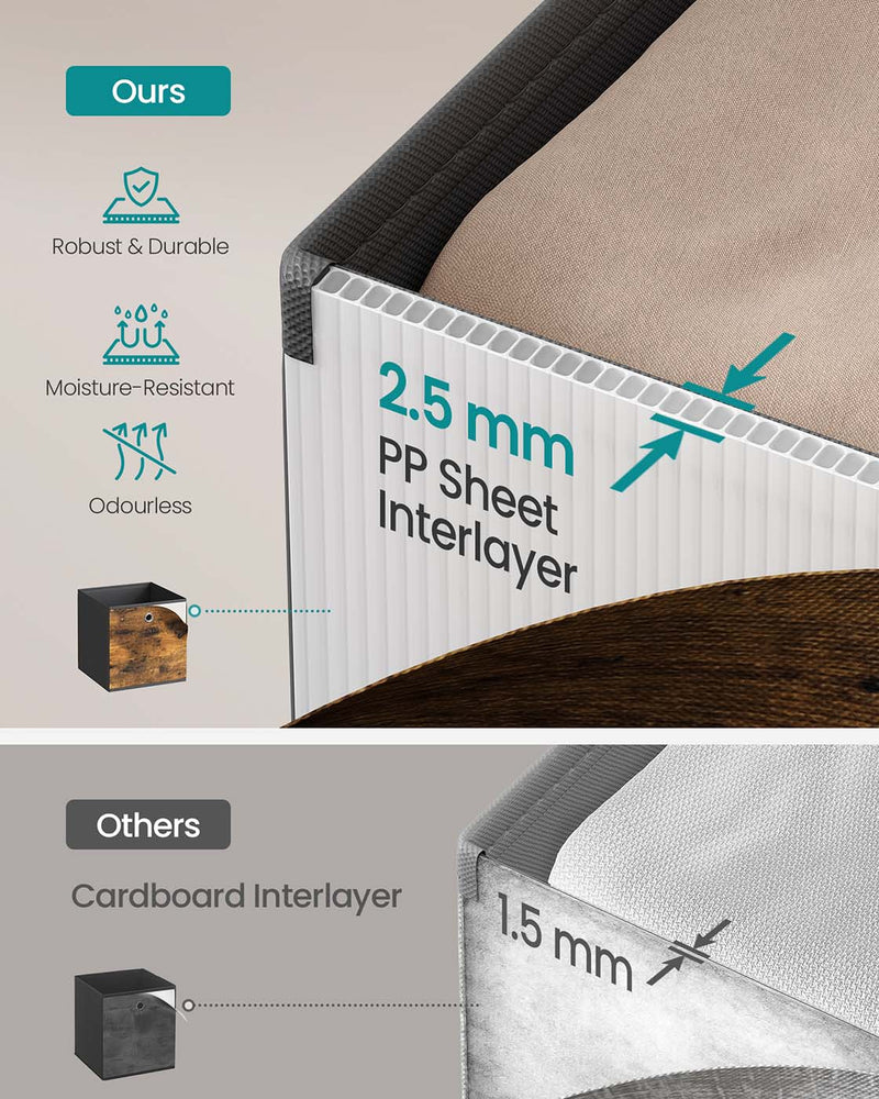 Foldable Fabric Storage Cubes Set of 6 with Handles for Shelves and Wardrobes by Songmics