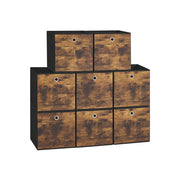Rustic Brown Set of 8 Foldable Fabric Storage Cubes for Clothes and Home Organisation by Songmics