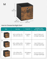 Rustic Brown Set of 8 Foldable Fabric Storage Cubes for Clothes and Home Organisation by Songmics